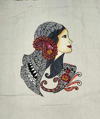 Hand Painted Tote Bag With Zentangle Art