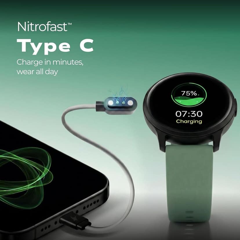 Fastrack Jupiter R3 1.38" Ultra UV Round Display with Nitro Fast Charging,Single Sync BT Calling, HRM, SPO2, Upto 5 Days Battery Life Smart Watch for Man & Woman - Black view 2