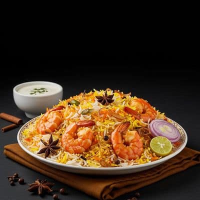 Hyderabad Special Prawns Biryani