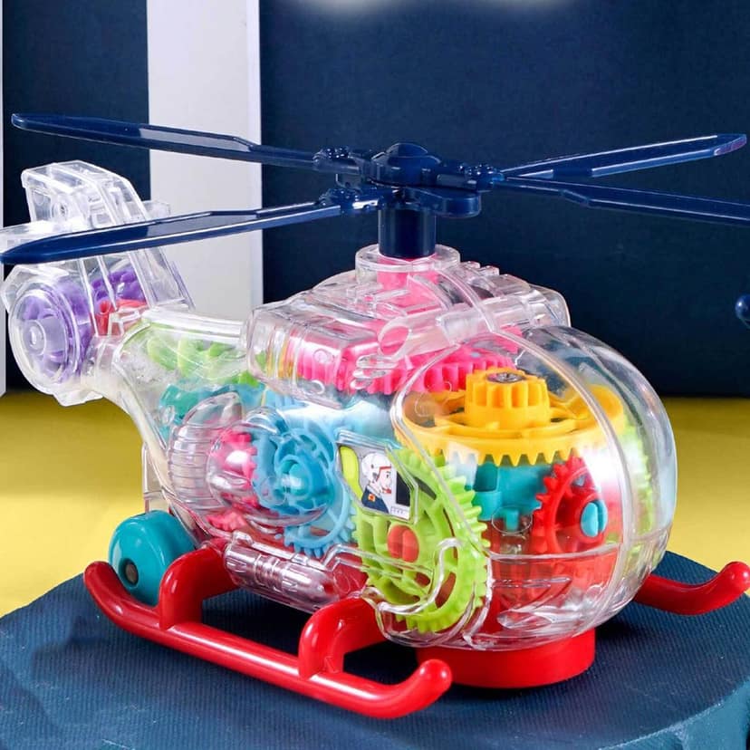 KTRS Enterprise Musical Toy Transparent Gear Helicopter for Kids Concept Electric Toys with Bump & Go Action for Kids Light & Sound Toy (Pack of 1) view 2