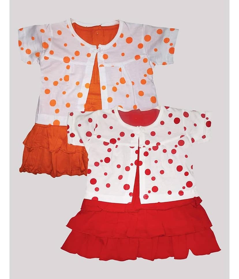 INFANT Pack of 2 Baby Girls Cotton Frock ( Multicolor )