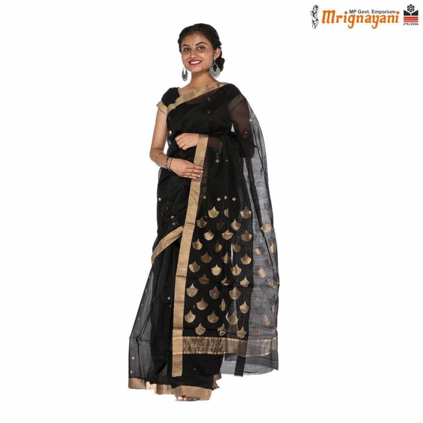 HANDLOOM CHANDERI SILK SAREE WITH BLOUSE (SKU - 1SC101251121 SAREE-1047)