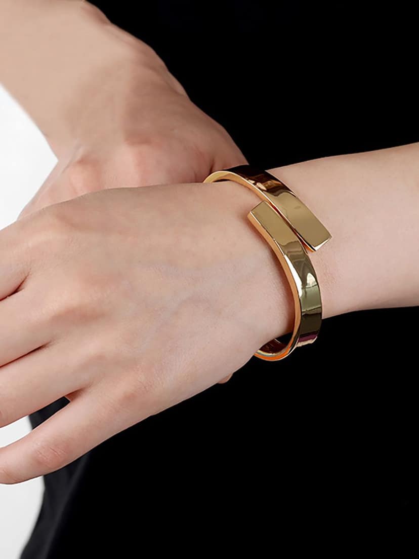 LUCKY JEWELLERY Fashion Jewellery Stylish Gold Plating Bangle Adjustable Cuff Bracelets Gifts for Teen Girls Bracelet for Women & Girls (350-CHB2-1302) view 2