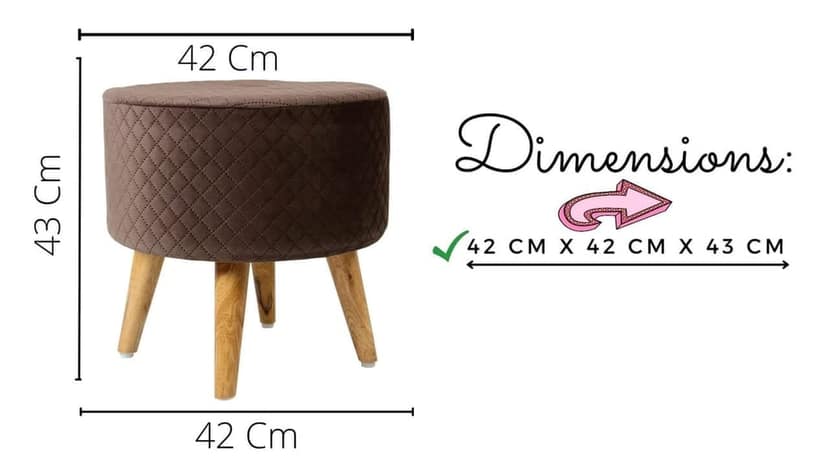 Shadowkart Ottoman Pouffes Sitting Mudda Puffy Stool for Living Room Dressing Table Pouf Round Footstool for Office Home Decor, Check Holland Velvet ,16x16x17 Inch view 2