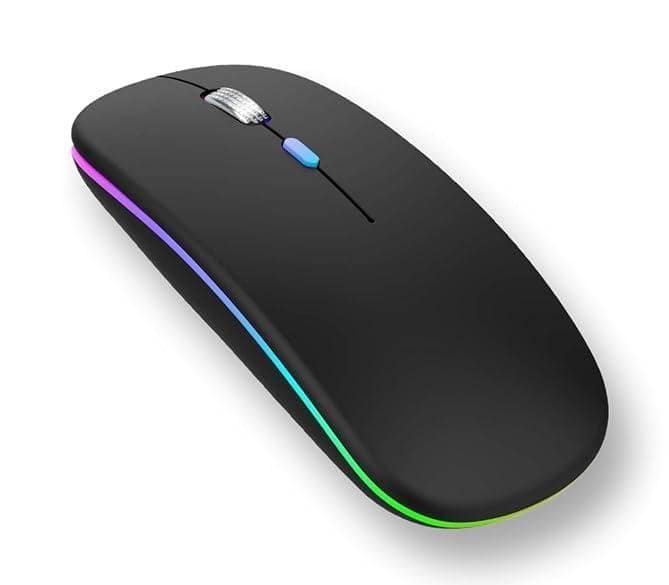 Wireless Bluetooth RGB Mouse, Rechargeable Ultra Silent Slim Design with LED Backlit for PC, Laptop, and Gaming
