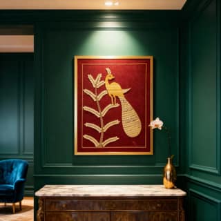 Tisser Red Peacock Art – Premium Handcrafted Eco-Friendly Product