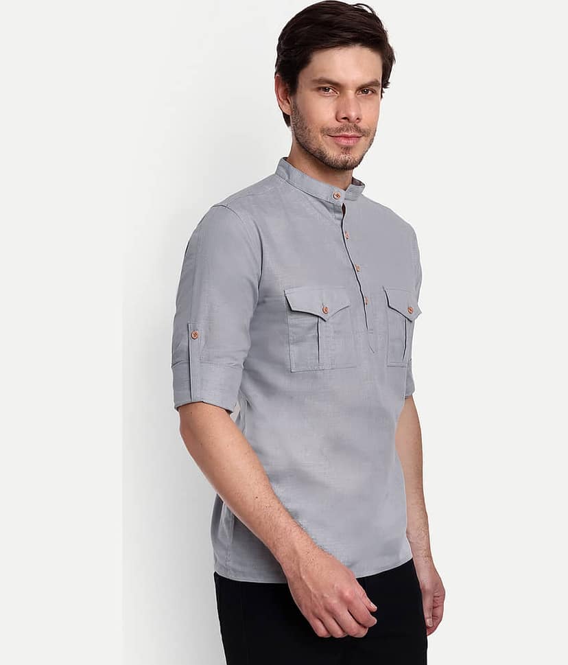 Vida Loca - Maroon Cotton Blend Men's Shirt Style Kurta ( Pack of 1 ) view 2