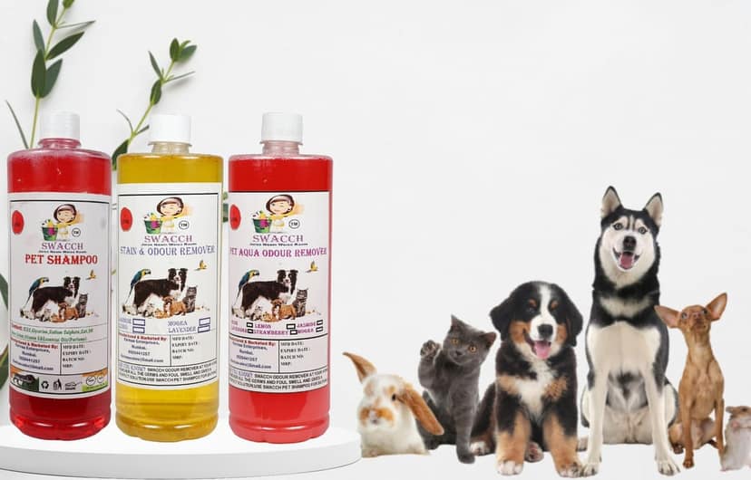 Swacch Pet Shampoo (Jasmine) + Deodorizer (Rose) + Stain Remover (Lemon) (1 Litre) (Combo Pack of 3)