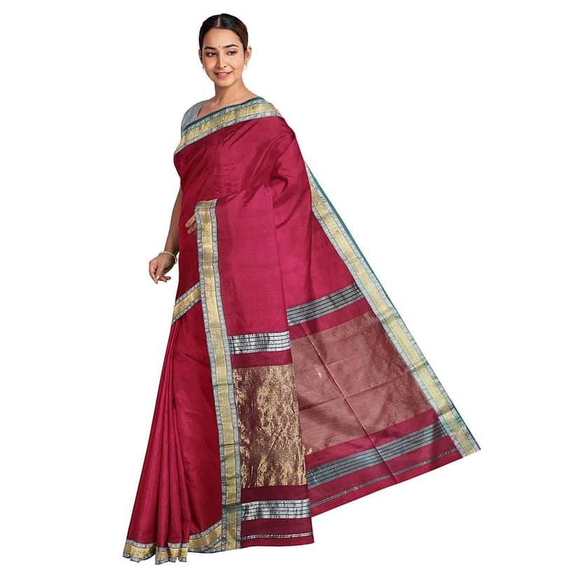 Maheshwari Star Boarder Red Saree view 5