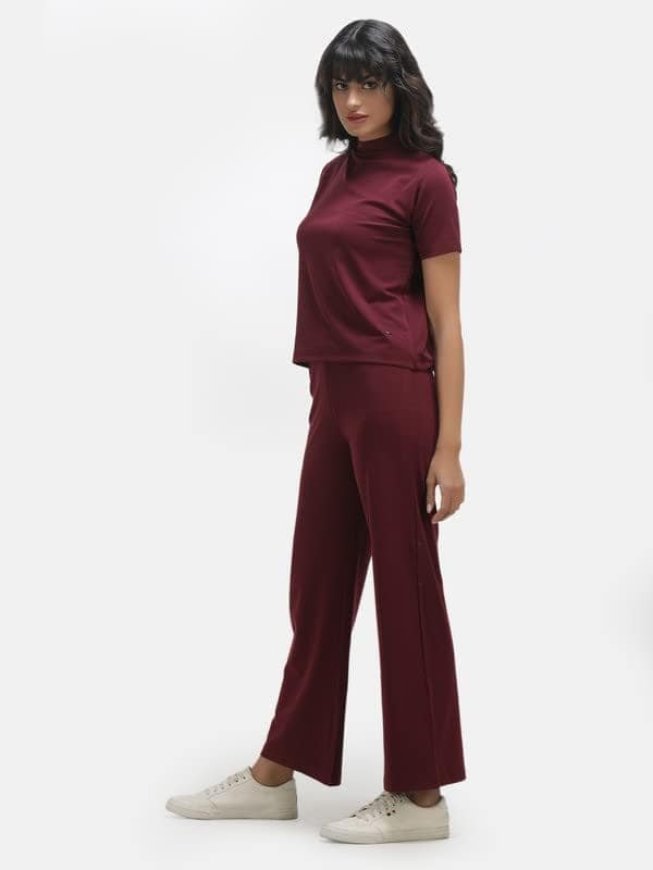 KOI Lycra Co-ord Set Maroon view 4