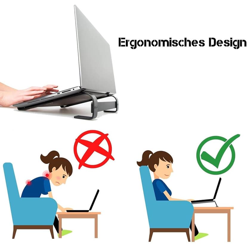 Fixed Metal Laptop Stand – Sturdy Ergonomic Desk Riser for Work view 3