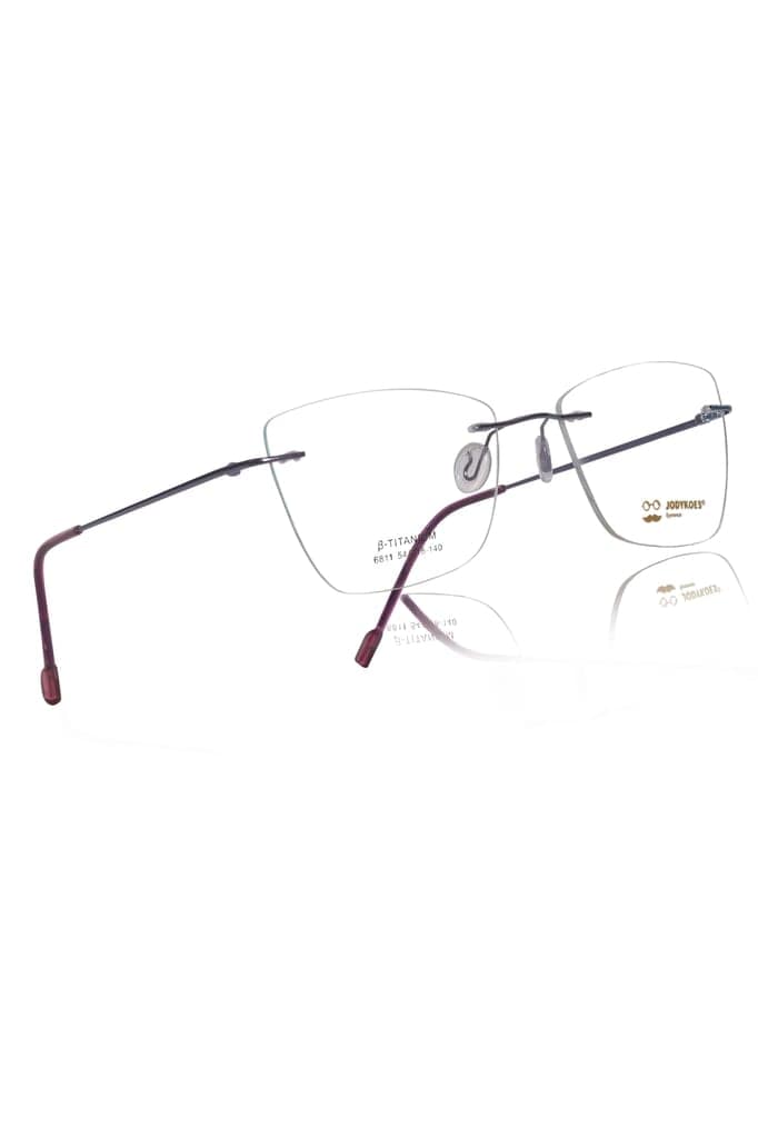 Jodykoes Rimless Cat Eye Spectacle Frame for Men & Women | Frameless Eyeglasses with Lightweight Metal | Adjustable Nose Pads | Office, Professional & Daily Wear
