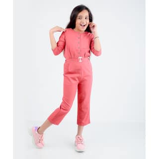 Kids Cave Solid Girls Jumpsuit