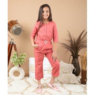Kids Cave Solid Girls Jumpsuit view 2