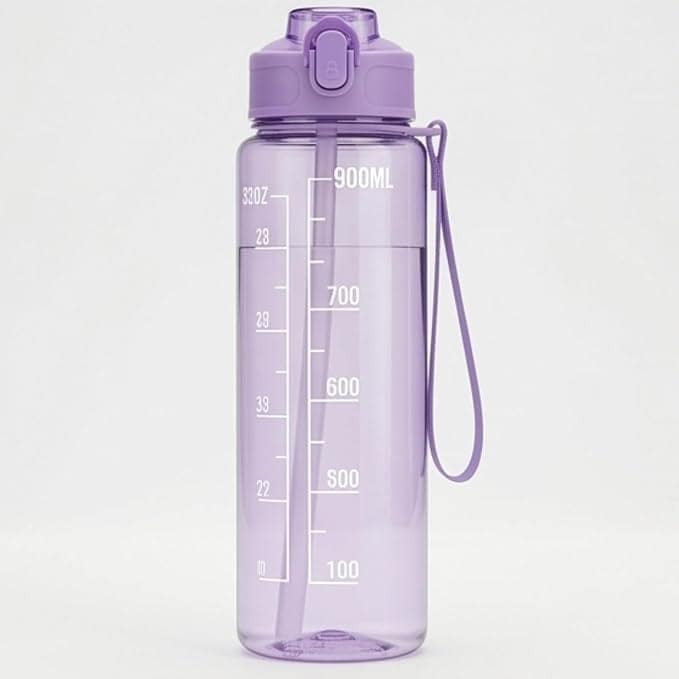 Transparent Motivational Water Bottles – 900ML, BPA-Free Leakproof Sipper with Time Marker view 3