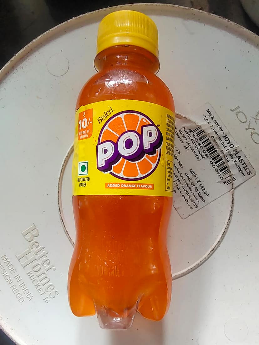 Bisleri pop orange flavour soft drink