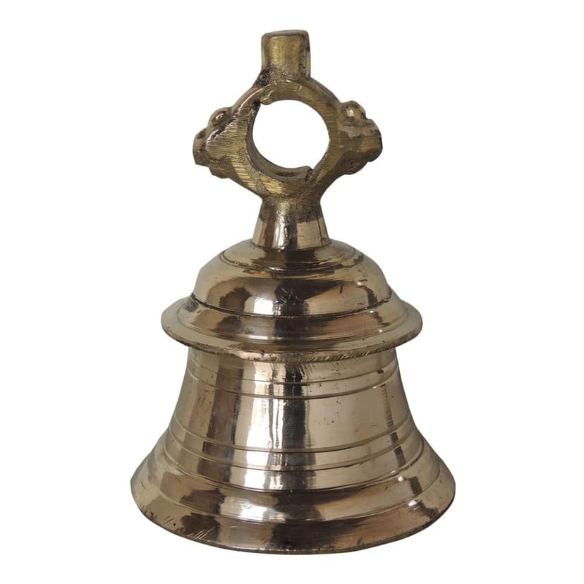 Brass Temple Hanging Ghanta, Hanging Bell, Ghanta 1 KG - Traditional Brass Ghanta for Temple Aarti (ZMAS493 C) view 2