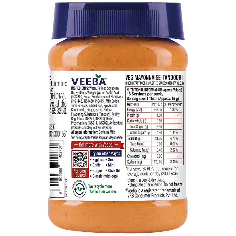 Veeba Tandoori Mayonnaise, 250 G Pet Jar view 2