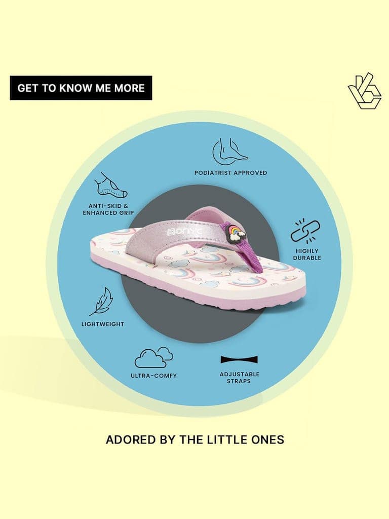 Premium Rainbow V-Shape Flip-flops - Purple (Girls) view 10