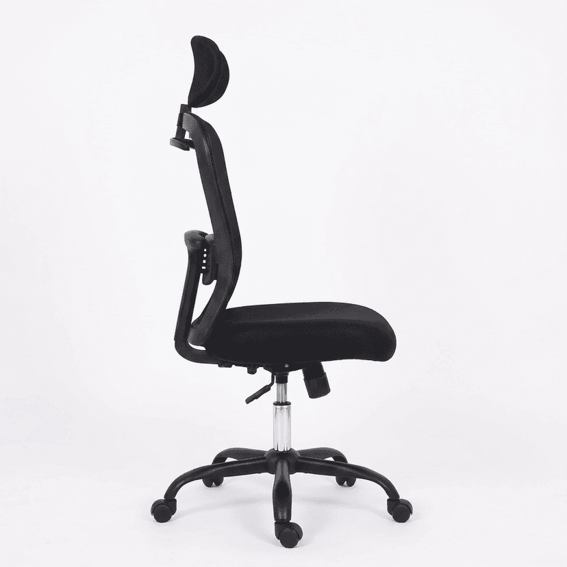 Ergonomic Mesh Office Chair with Headrest and Lumbar Support - Black view 3