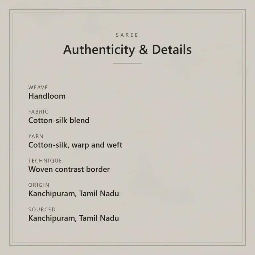 Handwoven Sage Green Kanchipuram Cotton-Silk Saree, Contrast Border view 6