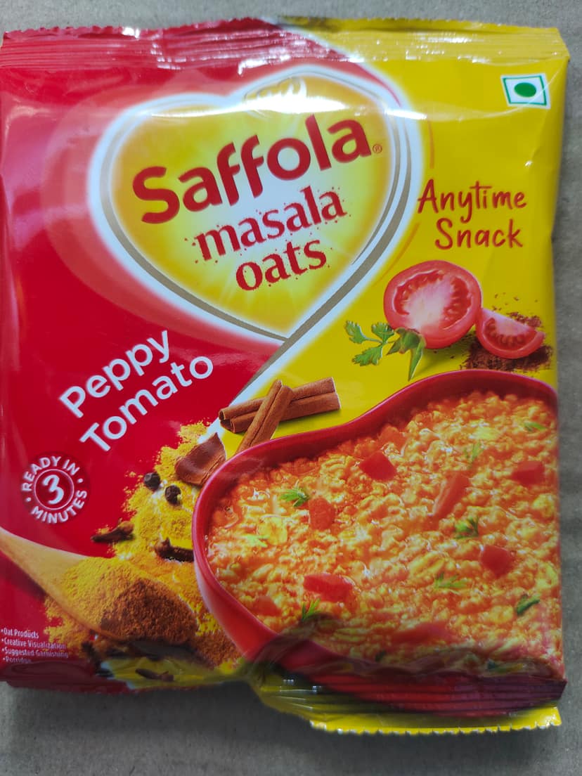 Saffola Masala Oats - Peppy Tomato, Fibre Rich, Healthy Snack,