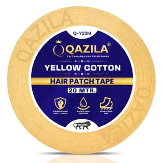 Qazila Yellow Cotton Hair Patch Tape | Strong Hold 7-14 Days (20-30 Days with Glue) | Water & Sweat Resistant | Skin-Friendly | Easy to Apply & Remove | For Monofilament Patches (1 Inch x 20 Meters) Qazila Yellow Cotton Hair Patch Tape | Strong Hold 7-14