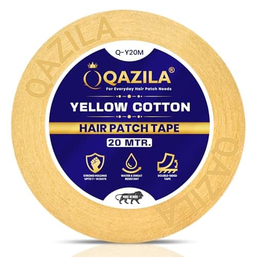 Qazila Yellow Cotton Hair Patch Tape | Strong Hold 7-14 Days (20-30 Days with Glue) | Water & Sweat Resistant | Skin-Friendly | Easy to Apply & Remove | For Monofilament Patches (1 Inch x 20 Meters) Qazila Yellow Cotton Hair Patch Tape | Strong Hold 7-14 view 2