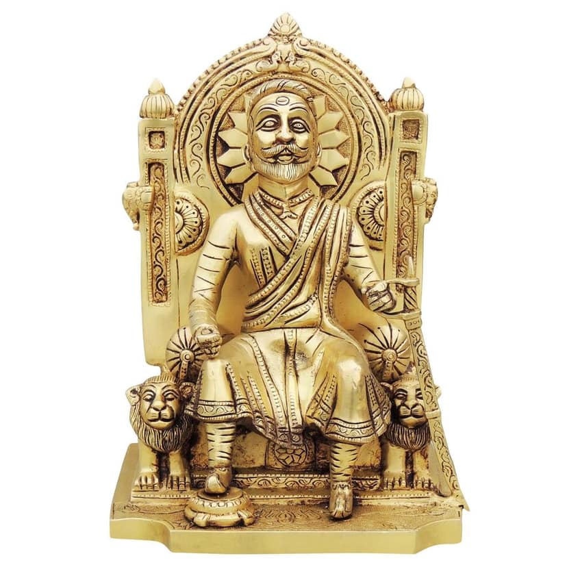 Brass Shivaji Maharaj Statue - Decorative Brass Murti, Height : 10.2 Inch (BSMAS1697 D) view 2