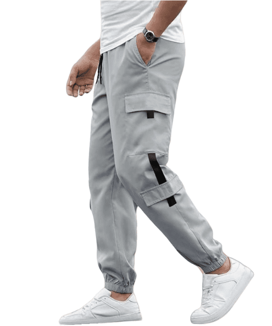 Men's Casual Cargo Pants with Drawstring, Multi-Pockets, Joggers, Streetwear, Hip Hop, Trousers