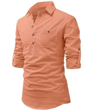 TrendiVastra Pink Cotton Blend Men's Shirt Style Kurta ( Pack of 1 )