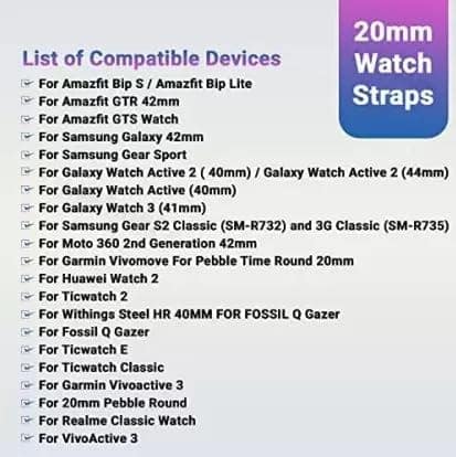 Exelent 20MM Silicone Strap Compatible with Amazfit GTS 2 Mini, Amazfit Bip/Bip U/Pro/Lite, Bip S, Amazfit GTS/ 2/2e, Samsung Galaxy Watch 4/ Watch 5 Compatible All 20MM Watches (Black) view 5
