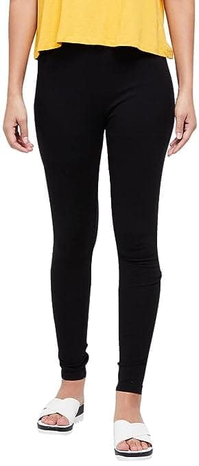 Women's Regular Fit Leggings (BLACK)