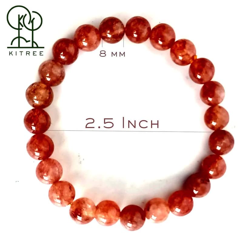 KITREE NATURAL SUNSTONE CRYSTAL BRACLET 8MM ROUND FOR UNISEX(COLOR MULTI) view 2