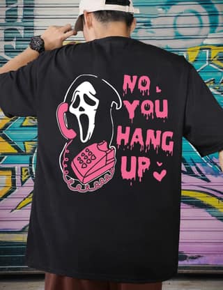 SCOTT FINCHER Men's No You Hang Up T-Shirt | Horror Movie Inspired Streetwear | Scream T-Shirt : AA(ARN)BLACK_231