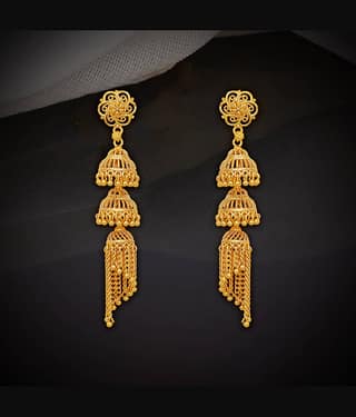 LUV FASHION Golden Drop Earrings ( Pack of 1 )