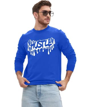 Leotude Men Cotton Blend Regular Fit Printed T-Shirt ( Blue )