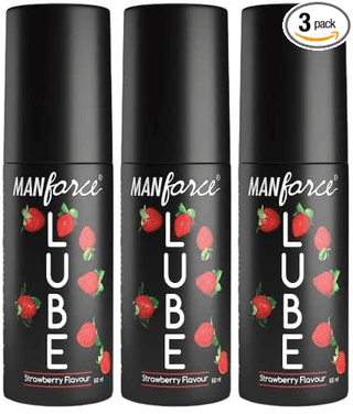 Manforce Lube Lubrication Gel for Men & Women Water-Based Gel Skin-Friendly Safe to Use with Condoms Strawberry Flavoured 60ml x pack of 3
