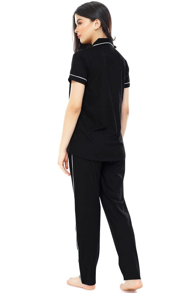 ZEYO Women's Cotton Blue Solid Stylish Night suit set view 4