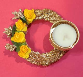 Yellow (1 pc) Christmas Wax Candle Holder, Christmas Decoration Items for Home | Xmas Light Items