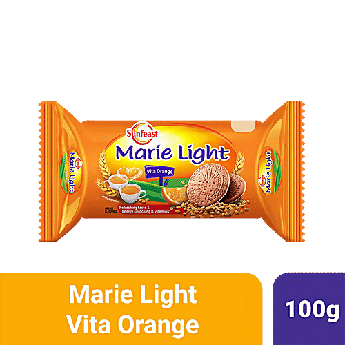Sunfeast Marie Light Vita Orange Biscuits - Tea Time Partner, 100 g Pouch