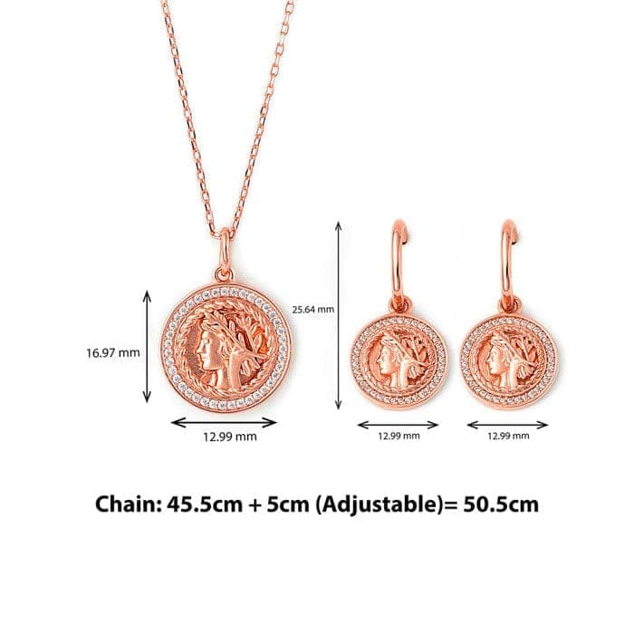 Rose Gold Victorian Coin Pendant Set view 5