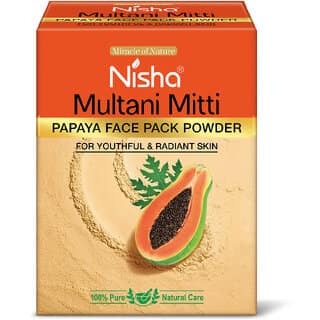 Nisha Papaya Multani Mitti For Face (100g , Pack OF 3) | Natural Oil Control, Acne & Tan Removal