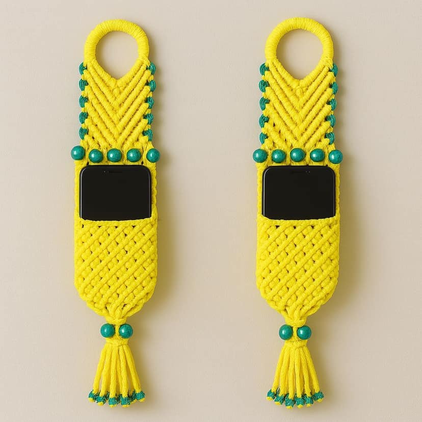 Elegant Macramé Mobile Holder (Pack of 2)
