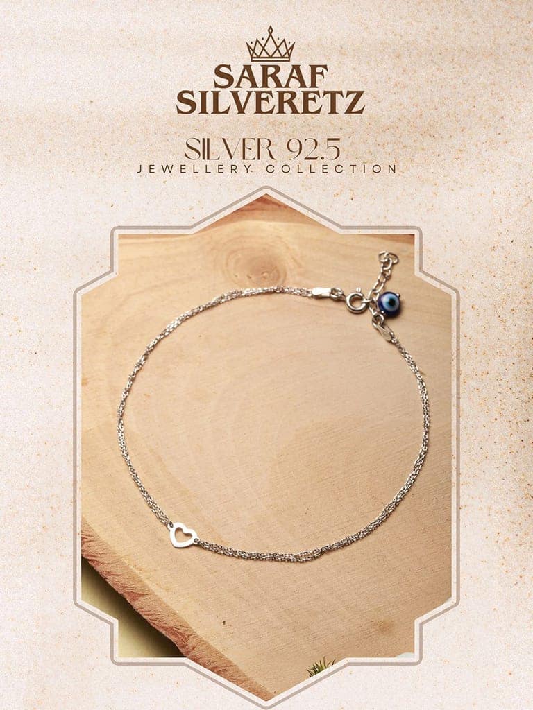 925 Sterling Silver Minimal Evil Eye Charms Anklet view 6