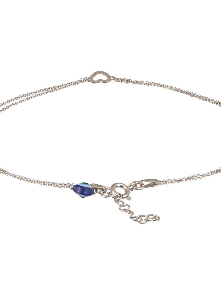 925 Sterling Silver Minimal Evil Eye Charms Anklet view 9