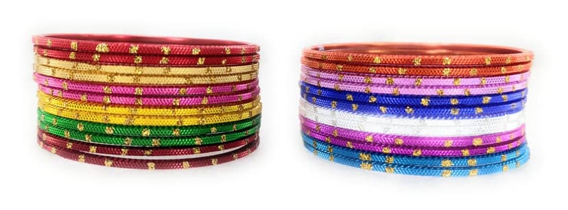 SBS Multicolor Zari Dots Metal Bangles set of 24 bangles for Girl Child view 3