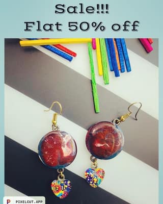 Mix media earrings in resin, glass and wood