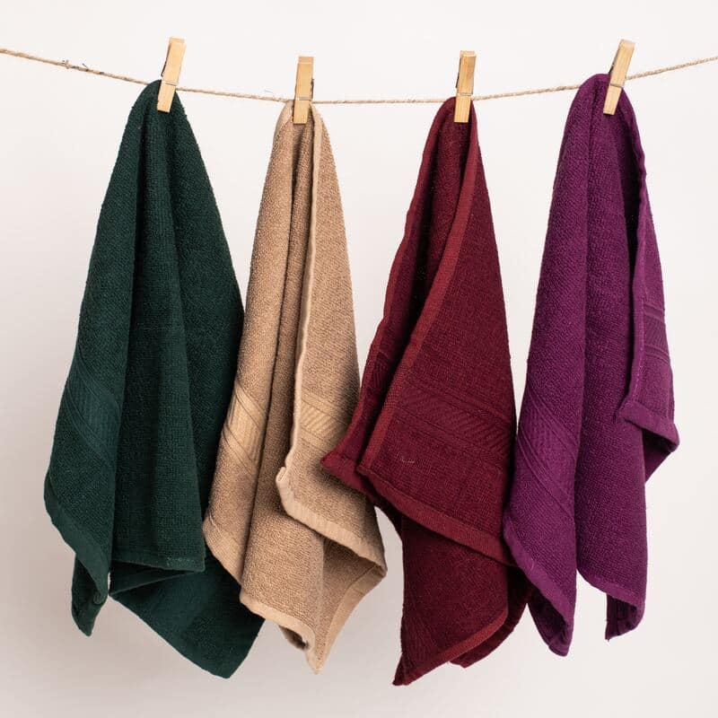 Furnofy Cotton 450 GSM Hand Towel Set Beige, Magenta, Merun, Green (Pack Of 4) view 2