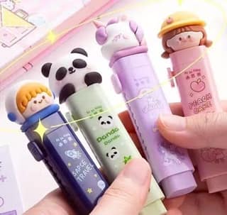 4 PCS Sliding Retractable Cute Eraser Set for Kids Push-Pull Rubber Erasers for School & Office Use